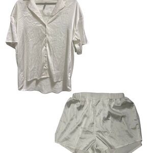 Elegant White Satin Pajama Set